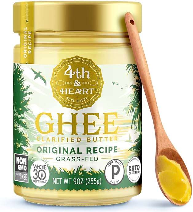 4th & Heart Original Grass-Fed Ghee, Clarified Butter, 100% Butter Fat, Pasture-Raised, Lactose & Casein Free, High Smoke Point Cooking Oil, Keto & Paleo Friendly, 9 oz - Image 1
