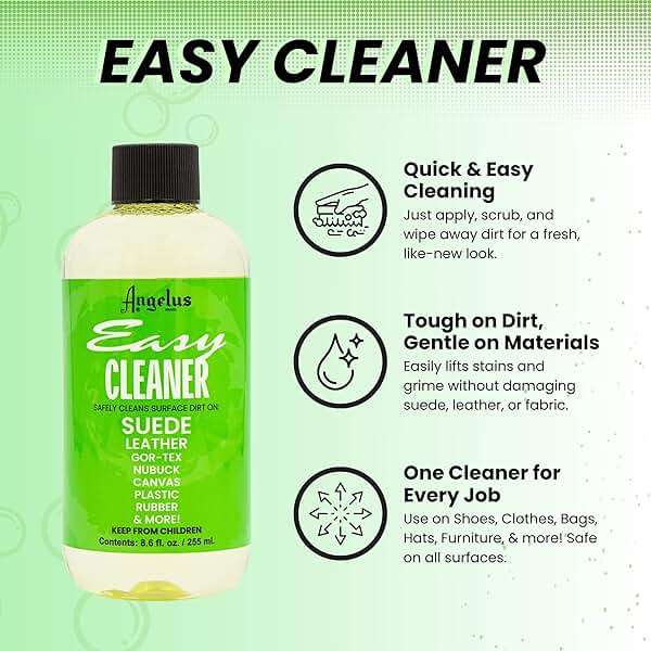 Angelus Easy Cleaner, Premium Shoe Cleaner, Safe For Sneakers, Leather, Suede, Canvas, and More – Removes Dirt and Stains | Made In USA - 8.6 fl oz - Image 2