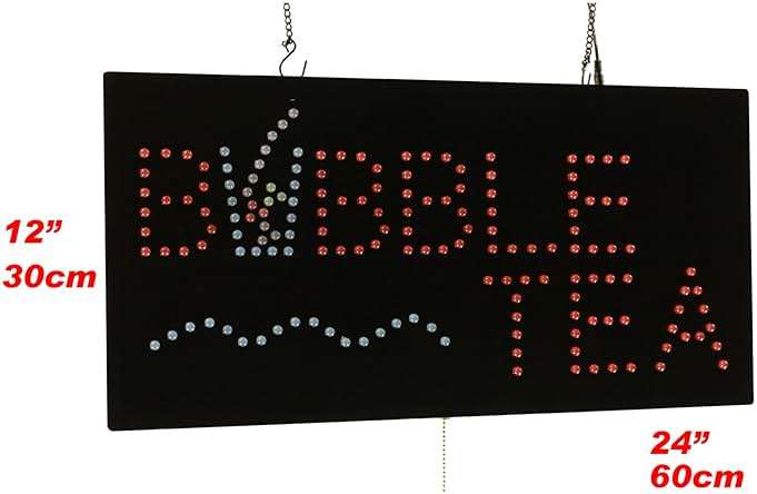 Bubble Tea Sign, 24"x12", 60x30cm, TOPKING, LED, Neon, Florescent, Signage, Signboard, Display, Billboard, Screen, Grand Opening, Gift - Image 2