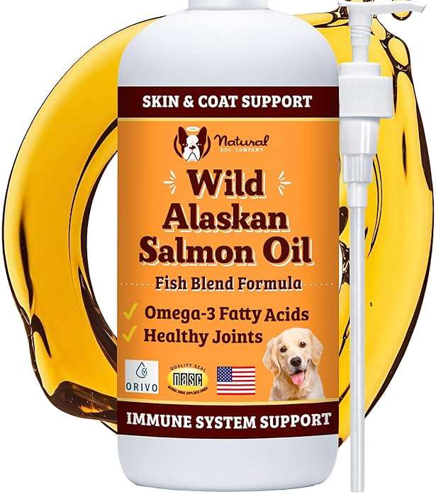 Natural Dog Company Wild Alaskan Salmon Oil for Dogs - Omega 3 Fish Oil Supplement with EPA & DHA for Skin, Coat, Itch Relief, Joints, Heart & Immune Support, Liquid Food Topper, 16 oz - Image 1