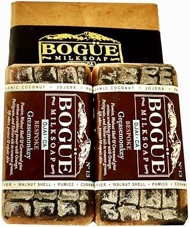 Handmade Goat Milk Soap 2 bars- BOGUE No.13 BESPOKE Greasemonkey Blend has serious scrubbing power. Essential oils of Orange & Vetiver remove grease, help protect & heal working hands. - Image 3