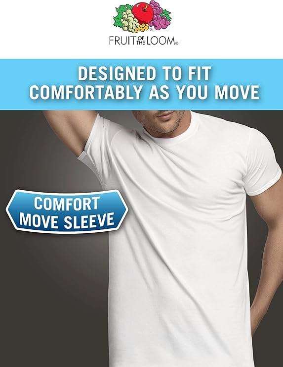 Fruit of The Loom Men's Crew Tee Undershirts, Moisture Wicking & Tag Free, Also Available in Big & Tall - Image 6