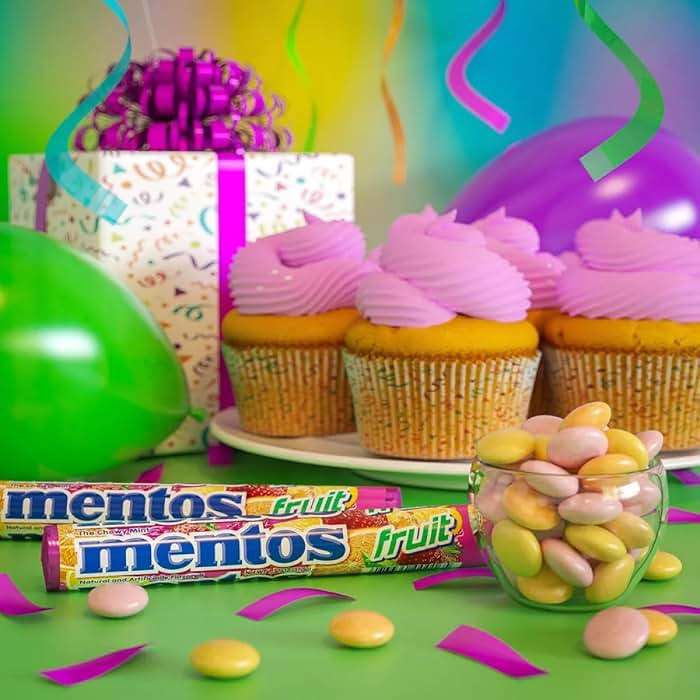 Mentos Fruit Chewy Mint Candy Roll, Mixed Fruit Flavors, Valentine's Day Candy for Parties & Favors, 14 Pieces Per Roll (Pack of 6) - Image 5