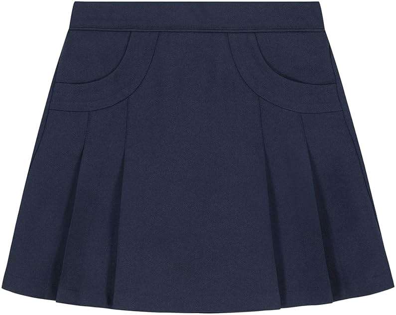 Nautica Girls' School Uniform Pleated Pull-on Scooter Skirt with Undershorts, Knit Waistband & Functional Pockets - Image 1