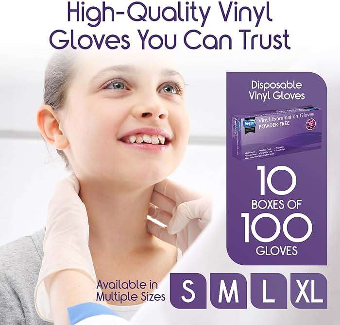 Inspire Stretch Vinyl Exam Gloves | THE ORIGINAL Quality Disposable Latex Free Medical Glove Cleaning Cooking Food Service Labs Healthcare and Household, Medium 1000 Count - Image 2