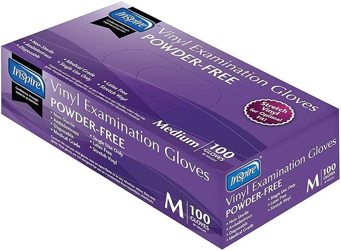 Inspire Stretch Vinyl Exam Gloves | THE ORIGINAL Quality Disposable Latex Free Medical Glove Cleaning Cooking Food Service Labs Healthcare and Household, Medium 1000 Count - Image 8