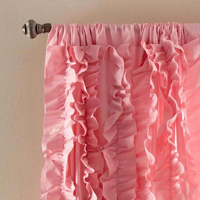 Lush Decor Belle Vintage Chic Window Curtain Panel for Living, Dining Room, Bedroom (Single Curtain), 54"W x 84"L, Pink - Image 3