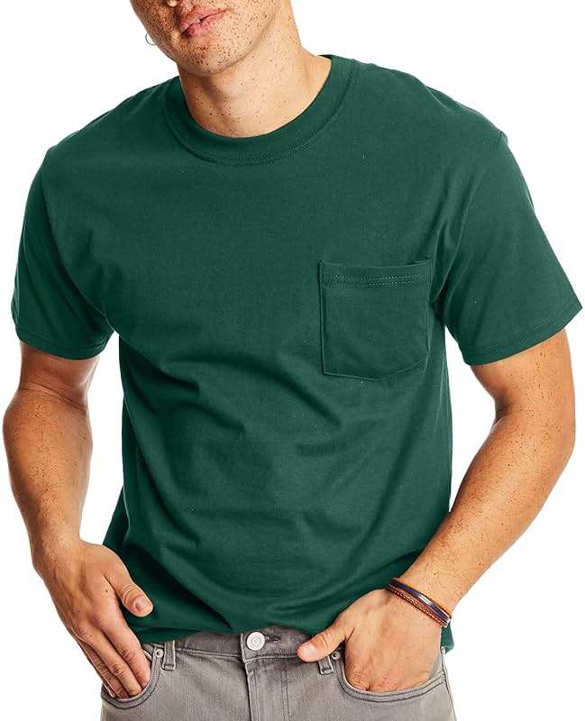 Hanes Men's Beefy-t Pocket, Heavyweight Cotton Pocket Tee for Men, Full-Cut T-Shirt, 1 Or 2 Pack - Image 1