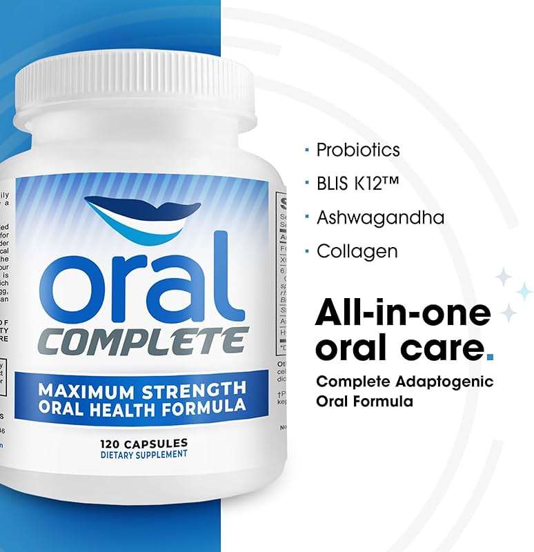 Oral Complete 11-in-1 Dental Probiotics, Bad Breath Treatment Halitosis Tonsil Stone with Non-GMO with BLIS K12, Ashwagandha and Collagen, 120 Capsules - Image 2