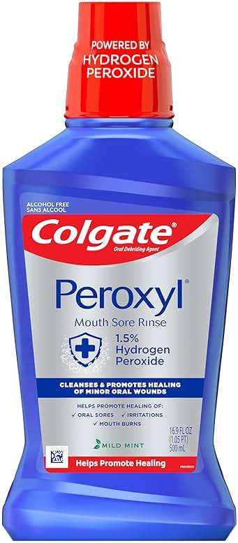 Colgate Peroxyl Alcohol Free Mouthwash with 1.5% Hydrogen Peroxide, Mouth Sore Rinse for Canker Sores, Oral Irritations, and Burns, Mild Mint, 16.9 fl oz Bottle - Image 2