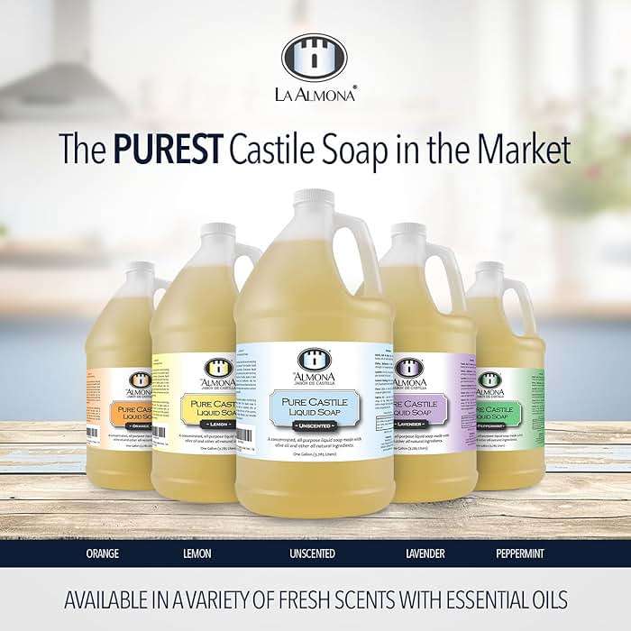La Almona - Pure Castile Liquid Soap, UNSCENTED, 1 Gallon - Multipurpose: Hands, Face, Body, Laundry, Dishes & More - For Sensitive Skin, All-Natural Ingredients, Fragrance Free - Image 3