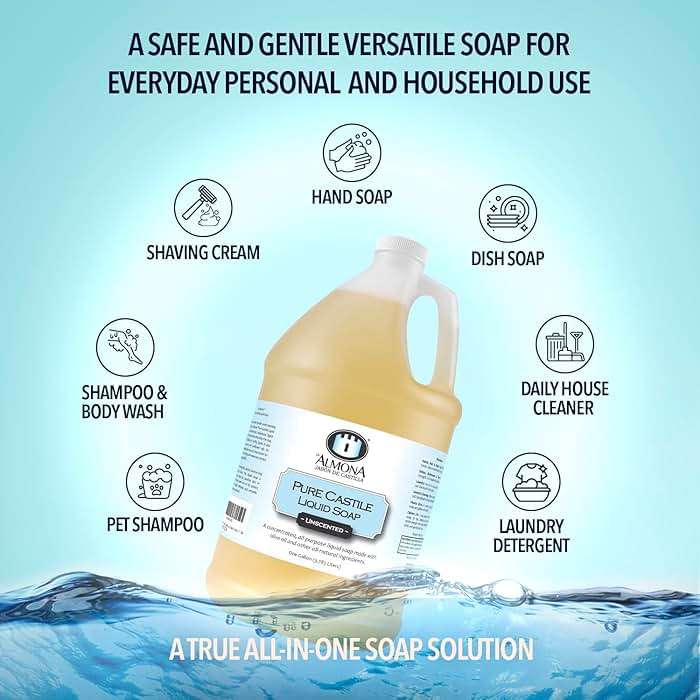La Almona - Pure Castile Liquid Soap, UNSCENTED, 1 Gallon - Multipurpose: Hands, Face, Body, Laundry, Dishes & More - For Sensitive Skin, All-Natural Ingredients, Fragrance Free - Image 5