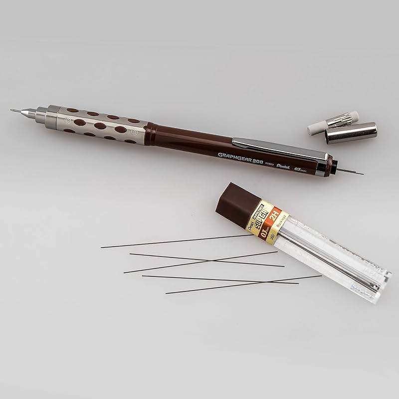 Pentel Graph Gear 800 Mechanical Drafting Pencil, 0.3mm, Brown Barrel with Lead (PG803LZBP) - Image 5
