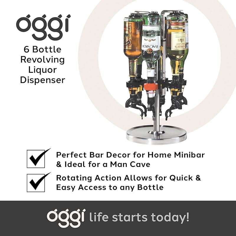 OGGI Professional 6-Bottle Revolving Liquor Dispenser, Stainless Steel - Image 7