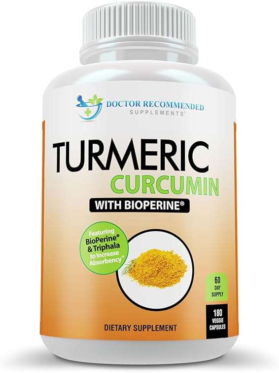 Turmeric Curcumin Supplement - 2250mg/d - Veggie Caps - 95% Curcuminoids with Black Pepper Extract (Bioperine) - 750mg Capsules - 100% Organic - Most Powerful Turmeric (180 Count) - Image 1