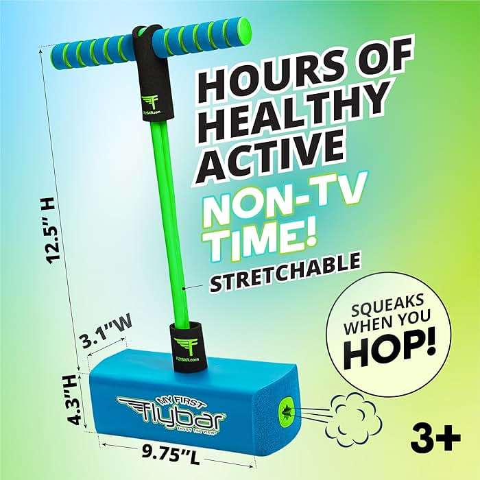 Flybar My First Foam Pogo Jumper for Kids Fun and Safe Pogo Stick, Durable Foam and Bungee Jumper for Ages 3 and up Toddler Toys, Supports up to 250lbs (Blue) - Image 4