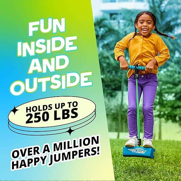 Flybar My First Foam Pogo Jumper for Kids Fun and Safe Pogo Stick, Durable Foam and Bungee Jumper for Ages 3 and up Toddler Toys, Supports up to 250lbs (Blue) - Image 5
