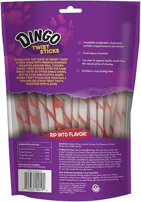 Dingo Twist Sticks Rawhide for Dogs, Made with Real Chicken, 50 Count - Image 2