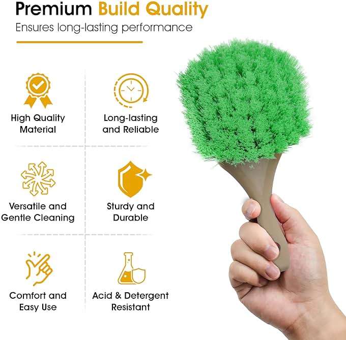 Nanoskin Pro-Grade 8.5" Car Detailing Brush - Durable Green Polystyrene Flagged Bristles, Acid Resistant, Gentle Surface Cleaning, Auto Wash, Tire & Wheel Scrub, Professional Automotive Detailer Tool - Image 3