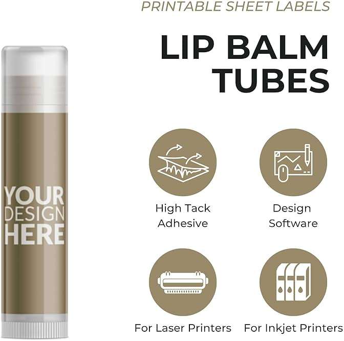 60 Dashleigh Kraft Lip Balm Labels – Perfect for Lip Gloss & Lip Stain Bottles, Inkjet or Laser Printable, 2 x 2.15 in. - Image 3