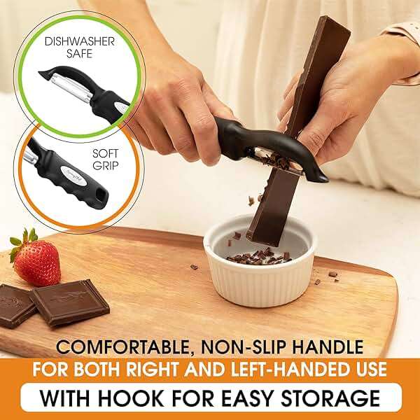 Spring Chef Premium Swivel Vegetable Peeler, Soft Grip Handle and Ultra Sharp Stainless Steel Blades - Perfect Kitchen Peeler For Veggie, Fruit, Potato, Carrot, Apple - Black - Image 5