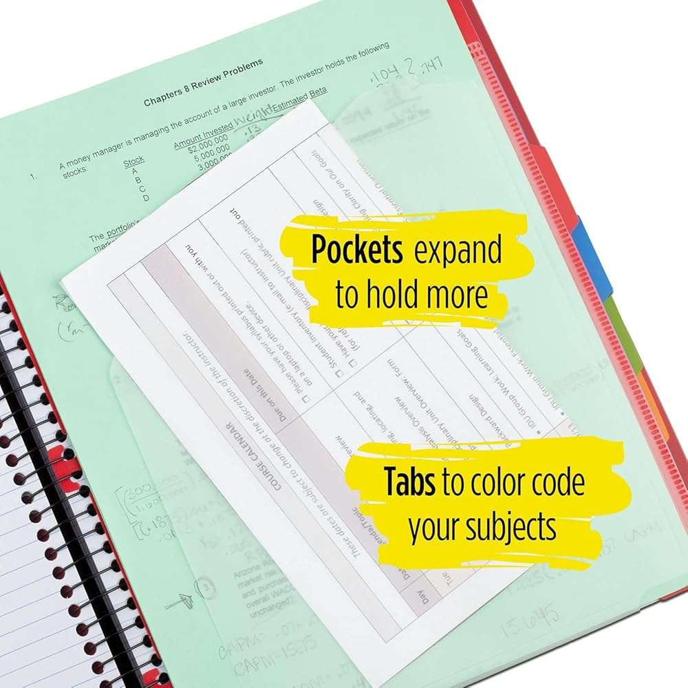 Five Star Advance Spiral Notebook, 5 Subject, College Ruled Paper, 200 Sheets, 11 x 8-1/2 inches, Teal (73152) - Image 4