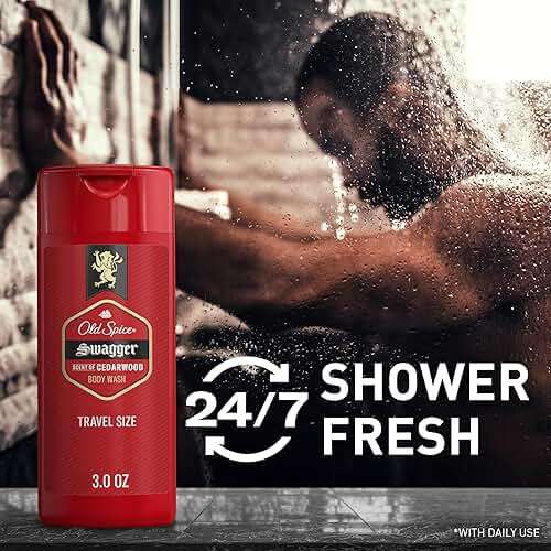 Old Spice Refreshing Body Wash for Men, 3X Defense, 24/7 Shower Fresh with Long Lasting Scent, Travel Size, Red Collection, Swagger with Cedarwood Scent, 3 oz - Image 4