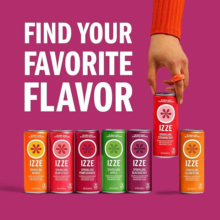 Izze Sparkling Juice, 4 Flavor Variety Pack, 8.4 Fl Oz (24 Count) - Image 7