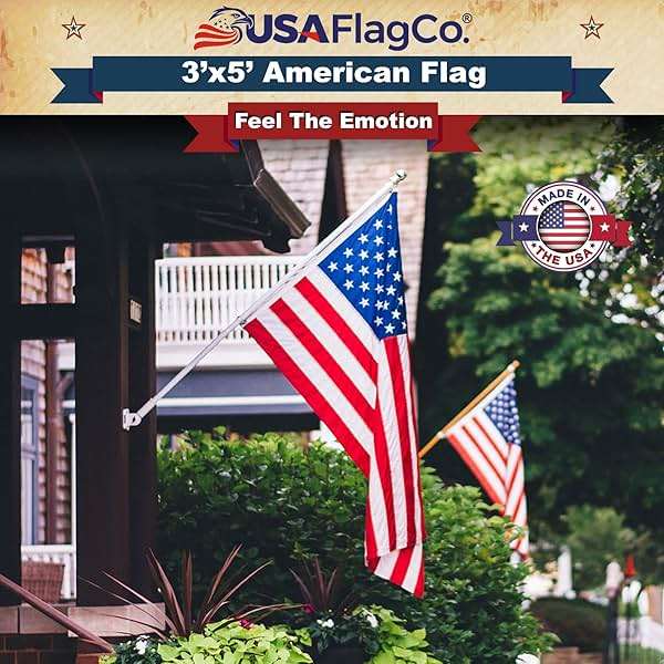 American Flags for Outside 3x5 - USA Flag Co. American Flag Made in USA: Embroidered Stars and Sewn Stripes - Image 2