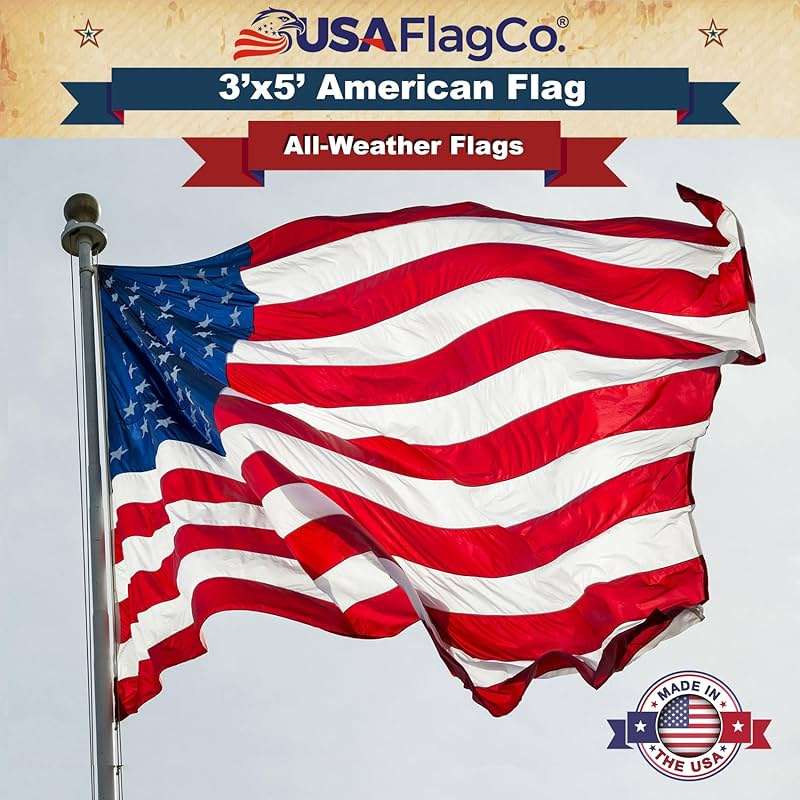 American Flags for Outside 3x5 - USA Flag Co. American Flag Made in USA: Embroidered Stars and Sewn Stripes - Image 5