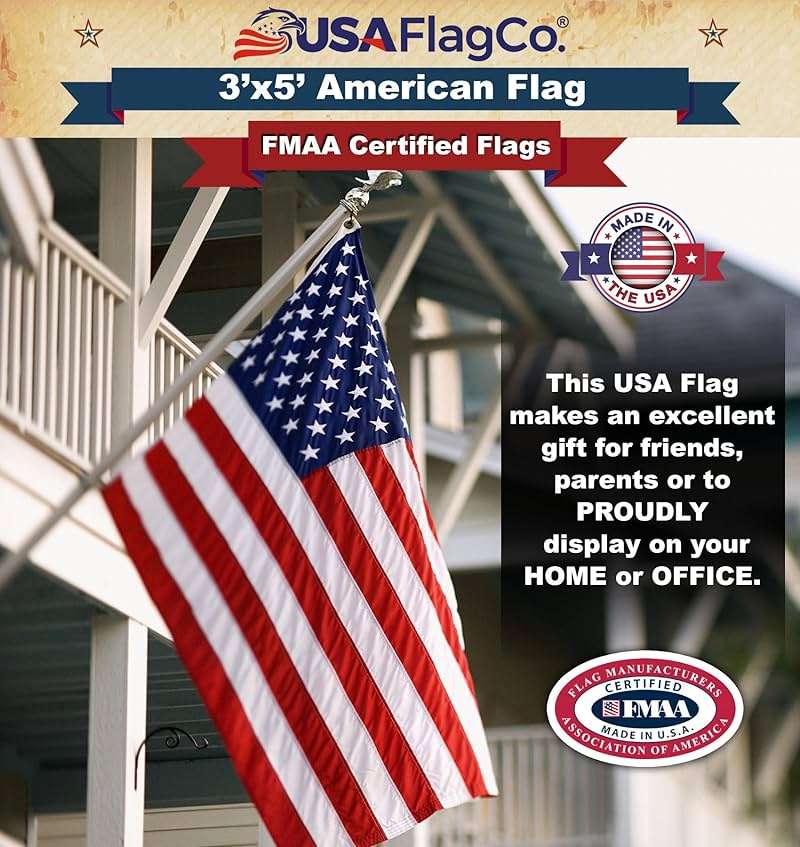 American Flags for Outside 3x5 - USA Flag Co. American Flag Made in USA: Embroidered Stars and Sewn Stripes - Image 7