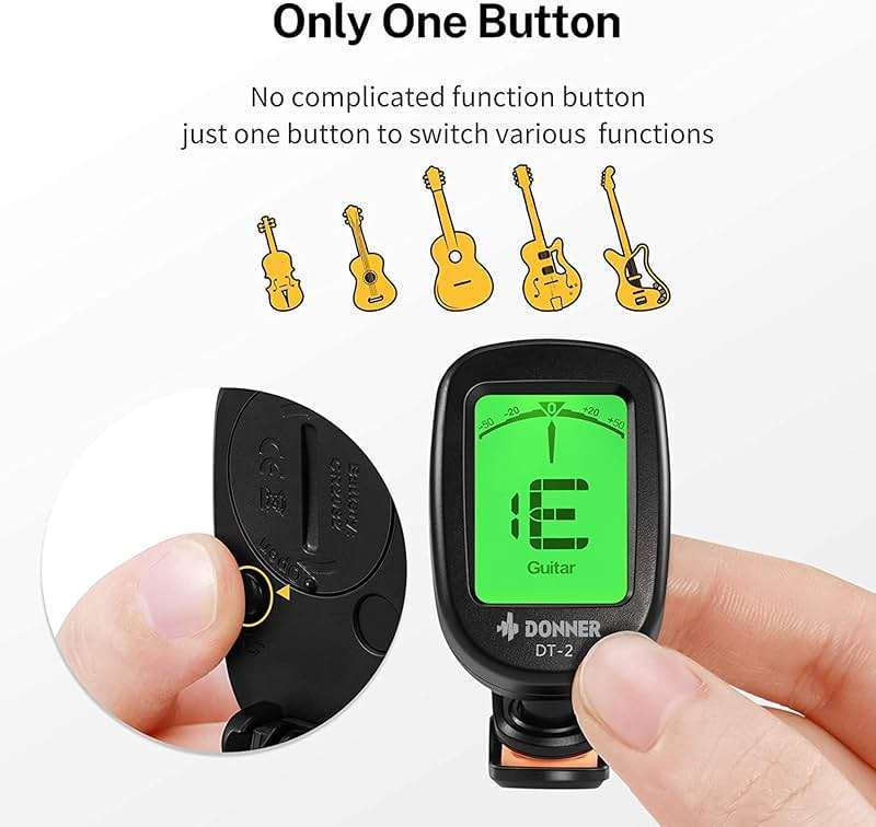 Donner Guitar Tuner Clip on-Accurate Chromatic,Acoustic Guitar Bass Violin Ukulele Tuner DT-2 - Image 4