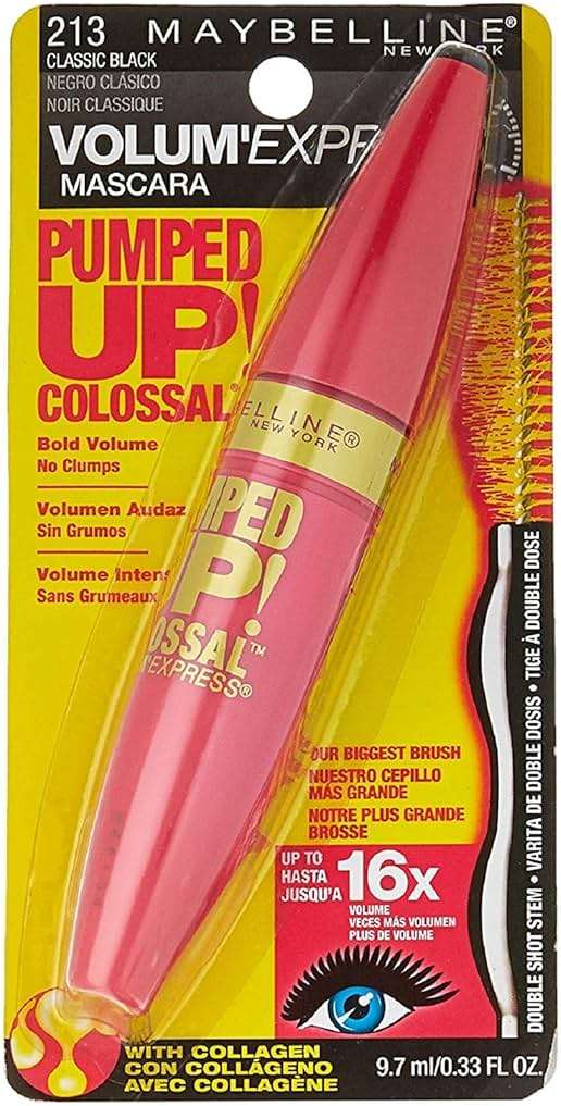 Maybelline Volum' Express Pumped Up! Colossal Washable Mascara, Classic Black [213] 0.33 oz (Pack of 2) - Image 2