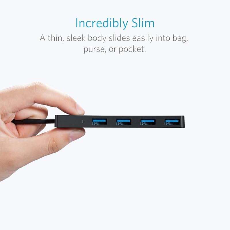 Anker USB Hub 4 Ports with 5Gbps Data Transfer, Multiple USB 3.0 Hub, USB Splitter for Laptop, Extender for A Port Laptop, PC, Desktop and More [Charging Not Supported](0.7 ft USB-A) - Image 3
