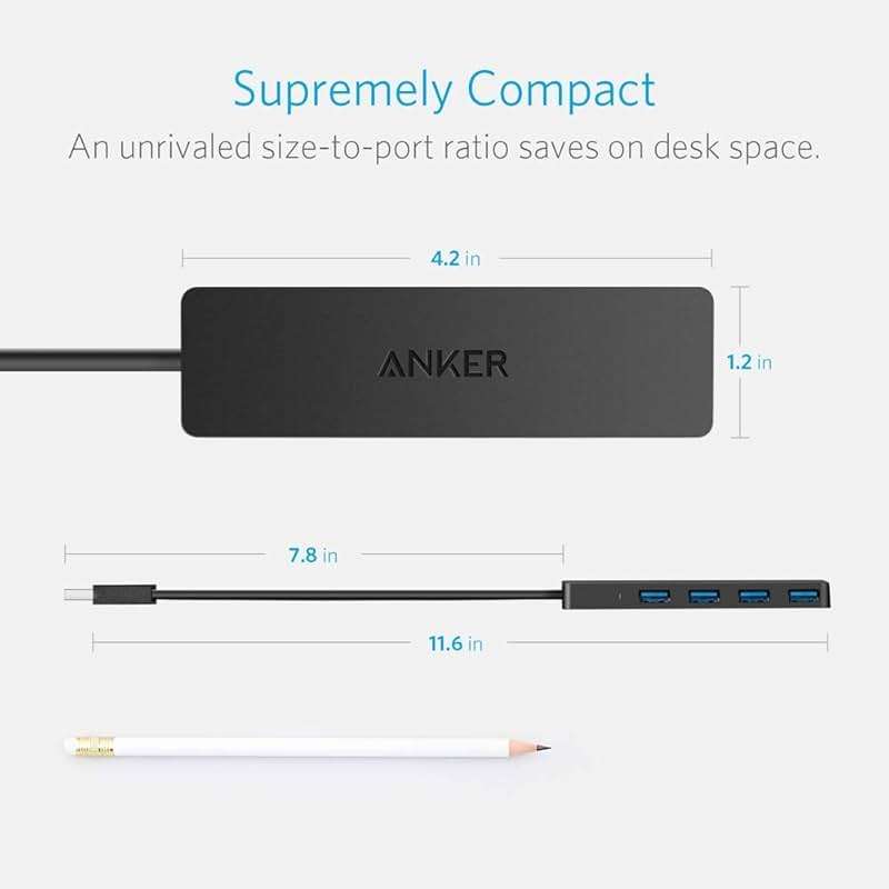 Anker USB Hub 4 Ports with 5Gbps Data Transfer, Multiple USB 3.0 Hub, USB Splitter for Laptop, Extender for A Port Laptop, PC, Desktop and More [Charging Not Supported](0.7 ft USB-A) - Image 6