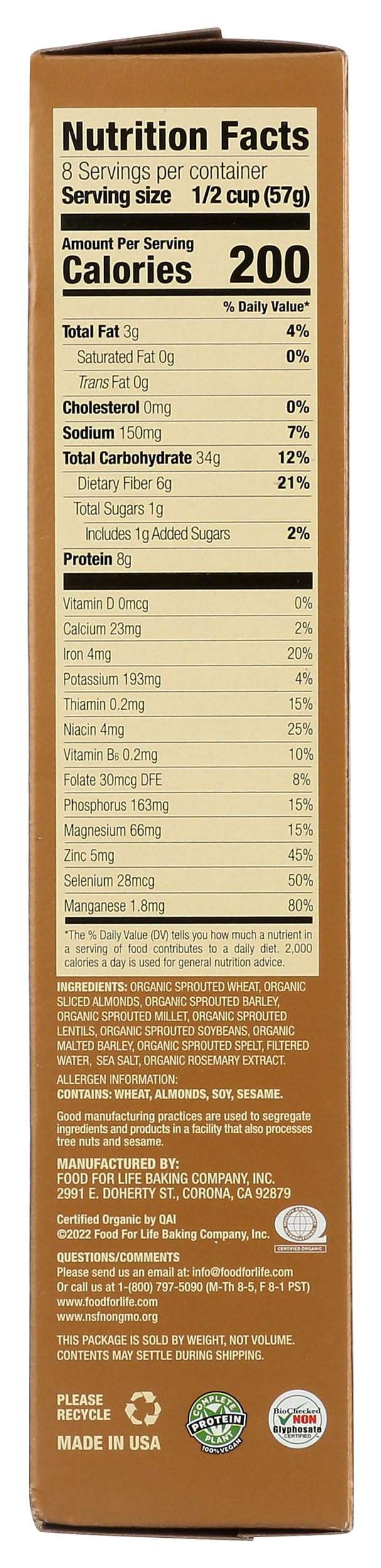 Food for Life Organic Almond Cereal, 16 OZ - Image 7