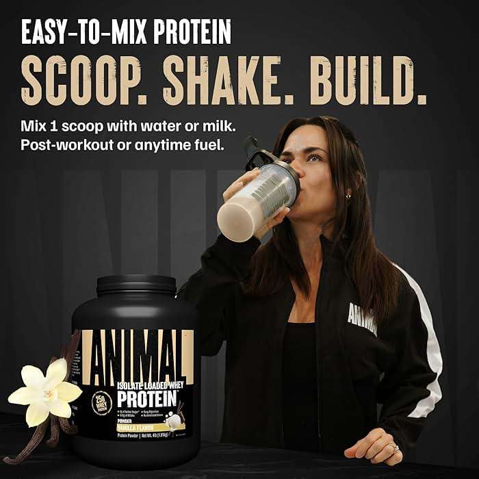Animal Whey Isolate Protein Powder - Loaded for Pre & Post Workout Muscle Builder and Recovery with Digestive Enzymes for Men & Women - 25g Protein, Great Taste, Low Sugar - Vanilla 4 lbs - Image 4
