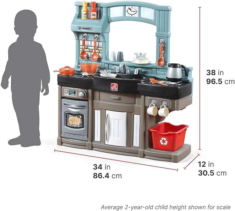 Step2 Best Chefs Kids Kitchen Playset, Indoor/Outdoor Kitchenette, Interactive Play with Lights and Sounds, Made of Durable Plastic, Includes 25 Piece Toy Accessories, For Toddlers 2+ Years Old - Image 3