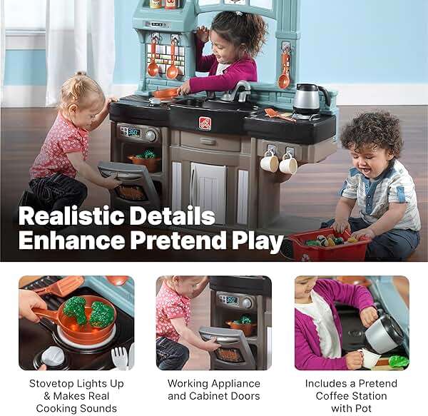 Step2 Best Chefs Kids Kitchen Playset, Indoor/Outdoor Kitchenette, Interactive Play with Lights and Sounds, Made of Durable Plastic, Includes 25 Piece Toy Accessories, For Toddlers 2+ Years Old - Image 4