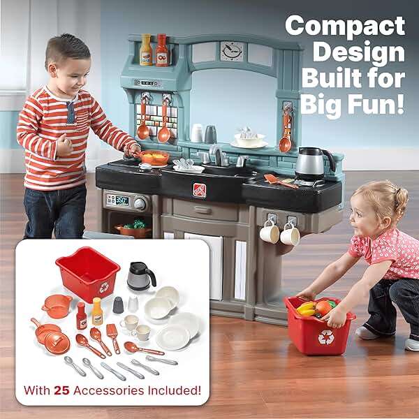 Step2 Best Chefs Kids Kitchen Playset, Indoor/Outdoor Kitchenette, Interactive Play with Lights and Sounds, Made of Durable Plastic, Includes 25 Piece Toy Accessories, For Toddlers 2+ Years Old - Image 5