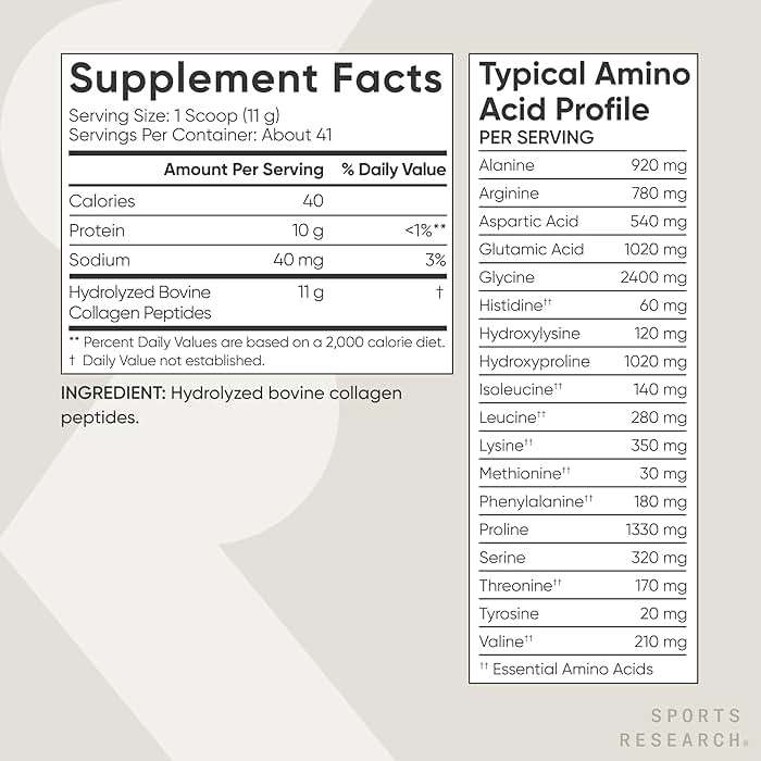Sports Research® Collagen Peptides Protein Powder, 16oz (Unflavored) | * 11g Grass-Fed Collagen, 10g Protein & 18 Amino Acids per Scoop - Hair, Skin & Joint Support - Hydrolyzed for Easy Mixing - Image 6