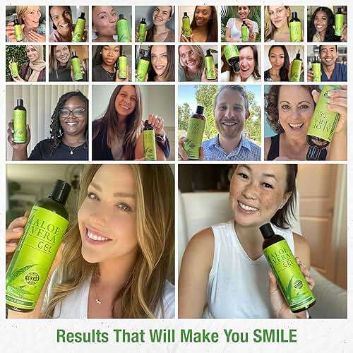 Seven Minerals Aloe Vera Gel with Freshly Cut Pure Organic Aloe - Big 12oz - Texas Grown, HighestQuality, Vegan, Unscented, Non-Sticky - After Sun, Sunburn Relief, Skin & Face Moisturizer, Hair Mask - Image 5