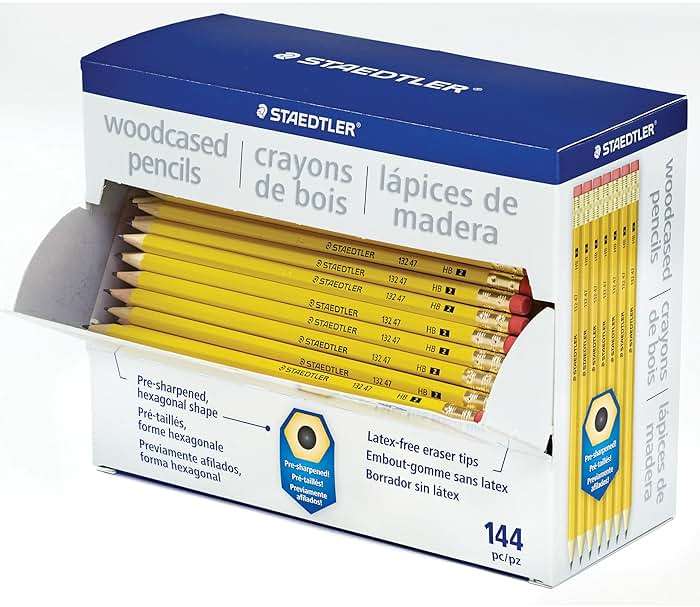 STAEDTLER Yellow School Pencils (144-Pack), Pre-Sharpened #2 HB with Erasers, Ready-to-Use School Supplies for Students and Teachers - Image 3