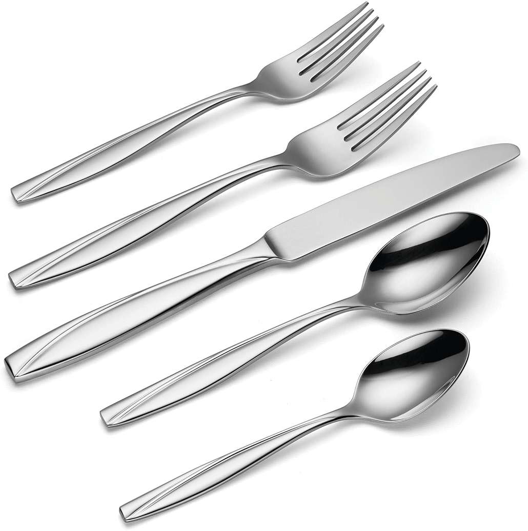 Oneida Silverware Set For 8, Camlynn Mirror 45-Piece Everyday Flatware Set with Serving Utensils, Service For 8, 18/0 Stainless Steel, Dishwasher Safe, Knives Spoons And Forks Sets (Silver, 45 Pieces) - Image 4