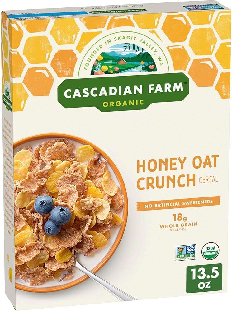 Cascadian Farm Honey Oat Crunch Organic Cereal, Made with Whole Grain, 13.5 oz - Image 1
