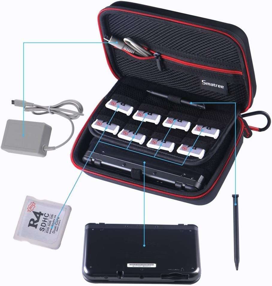 Smatree Carrying Case for Nintendo 3DS XL/2DS XL, Hard Protective Shell Travel Case for Nintendo New 3DS - Super NES Edition - Black/Red - Image 3