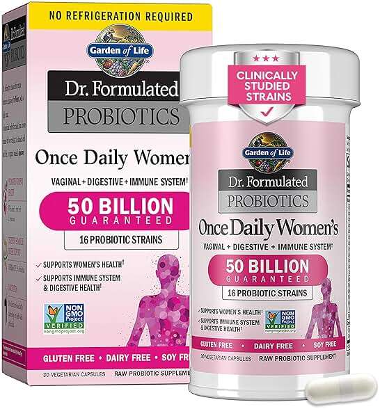 Garden of Life Once Daily Dr. Formulated Probiotics for Women 50 Billion CFU 16 Probiotic Strains with Organic Prebiotics for Digestive, Vaginal & Immune Health, Dairy Free, Shelf Stable 30 Capsules - Image 1