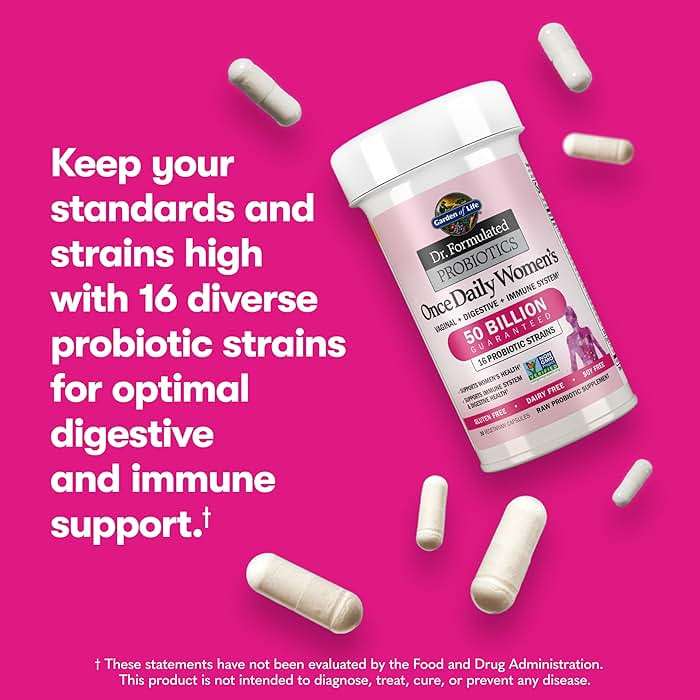 Garden of Life Once Daily Dr. Formulated Probiotics for Women 50 Billion CFU 16 Probiotic Strains with Organic Prebiotics for Digestive, Vaginal & Immune Health, Dairy Free, Shelf Stable 30 Capsules - Image 4