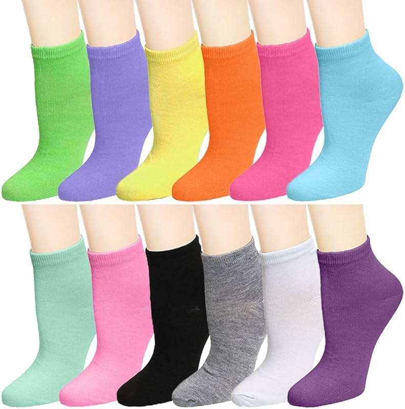 Falari 12 Pairs Women Novelty Ankle Socks Colorful ComfortSoft Lightweight Sports Athletic Socks - Image 1