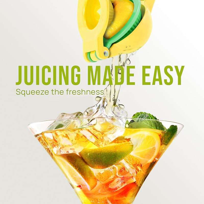 Zulay Kitchen Metal 2-in-1 Lemon Squeezer - Sturdy Max Extraction Hand Juicer Lemon Squeezer Gets Every Last Drop - Easy to Clean Manual Citrus Juicer - Easy-Use Lemon Juicer Squeezer - Yellow/Green - Image 4